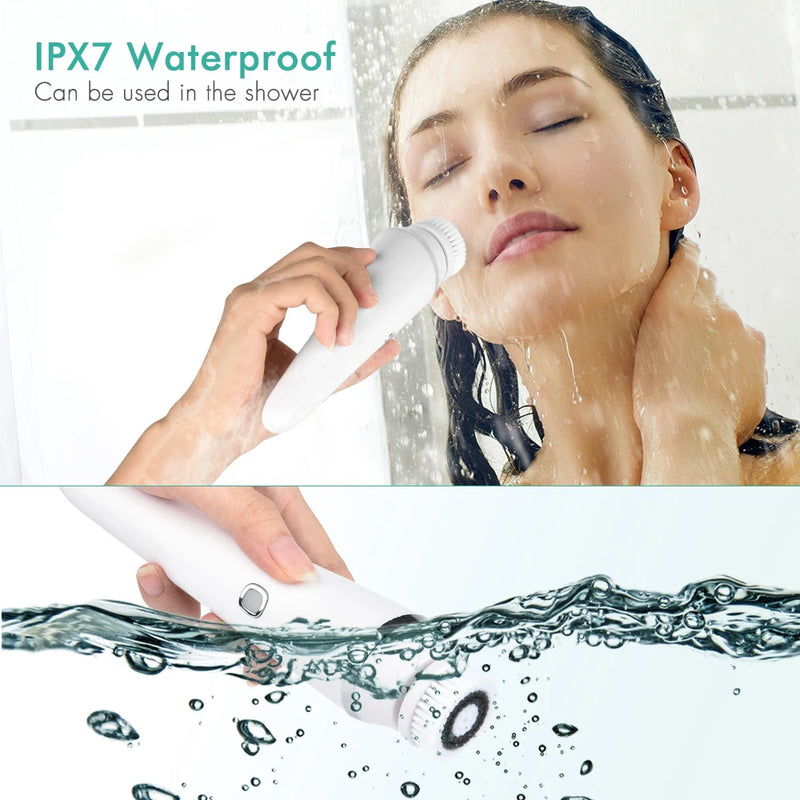 Facial Cleansing Brush Face Scrubber Electric Exfoliating Spin Cleanser Device Waterproof Deep Cleaning Massage Remove Blackhead