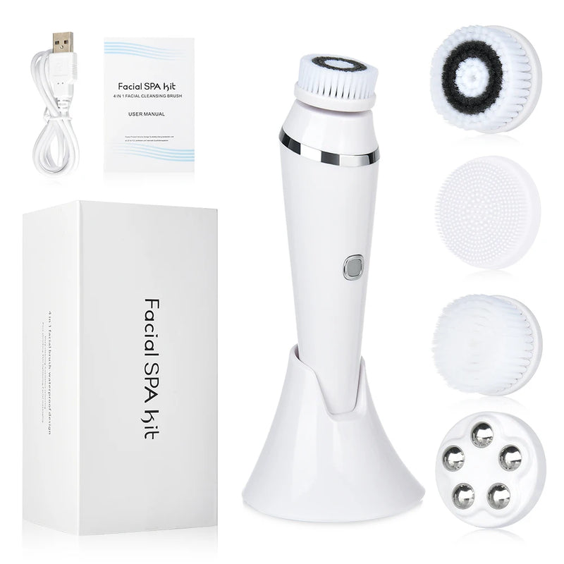 Facial Cleansing Brush Face Scrubber Electric Exfoliating Spin Cleanser Device Waterproof Deep Cleaning Massage Remove Blackhead